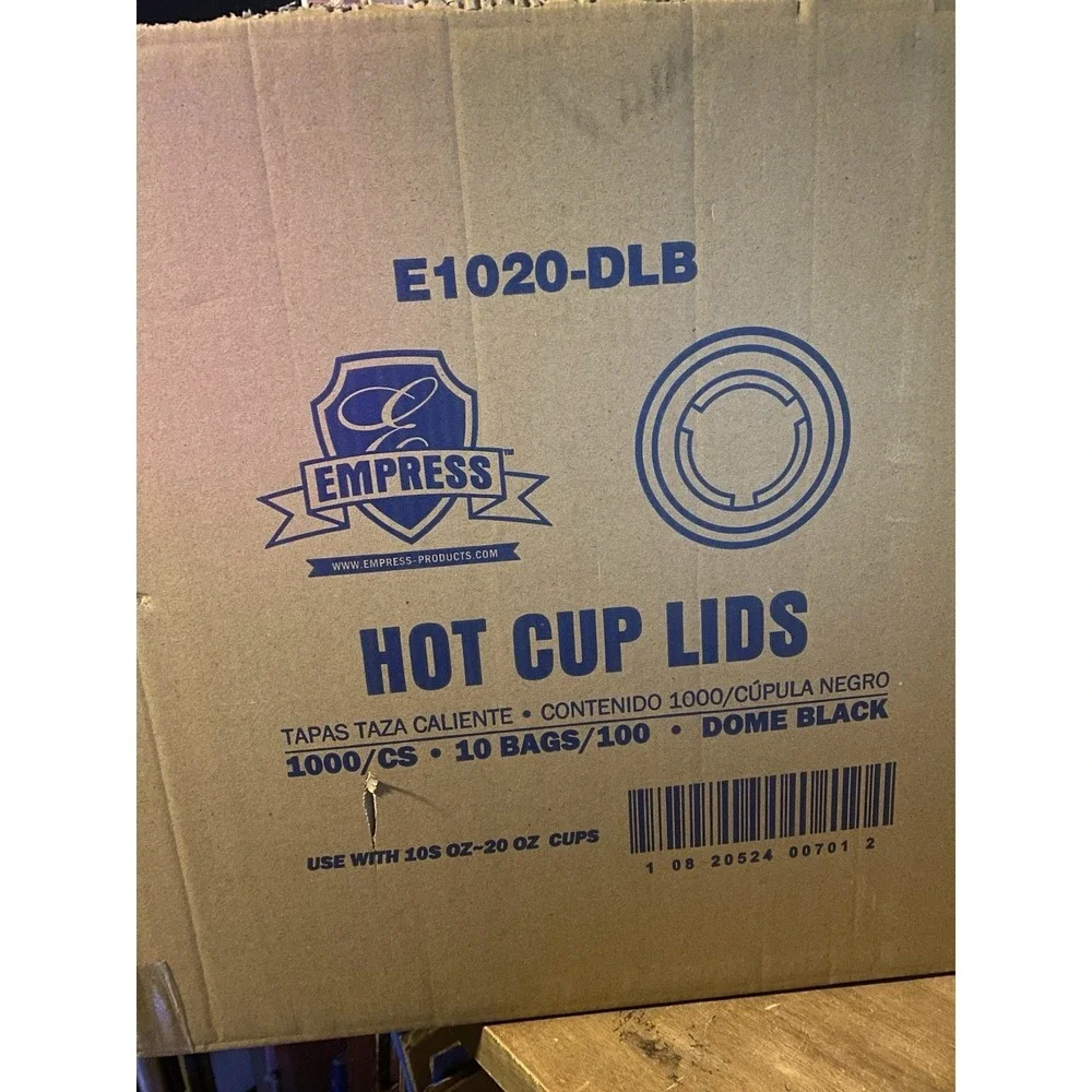 E1020-DLB Empress Dome Lid for 10-20oz Paper Hot Cups Black  700 Pieces